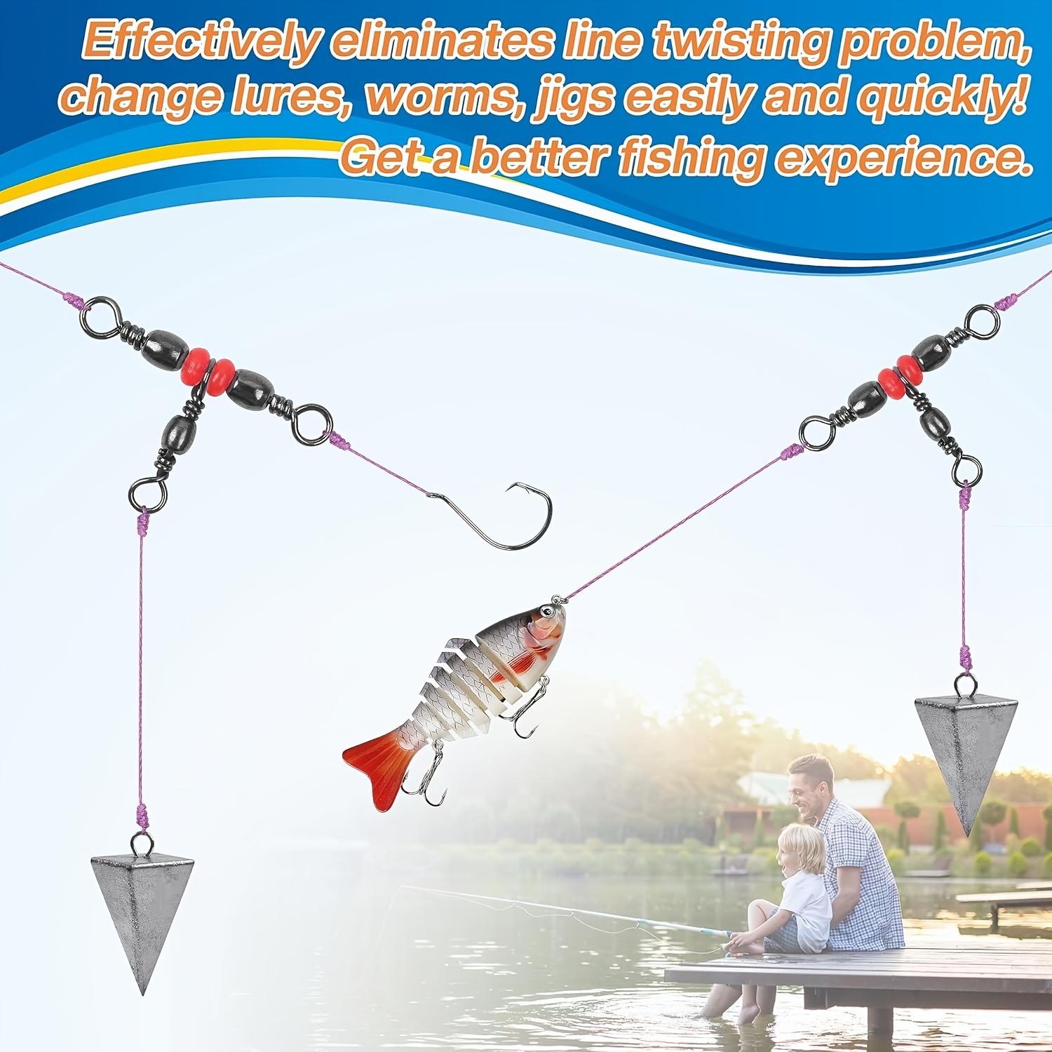 3 Three Way Swivels,Triple Swi - Monofilament Line recension och pris