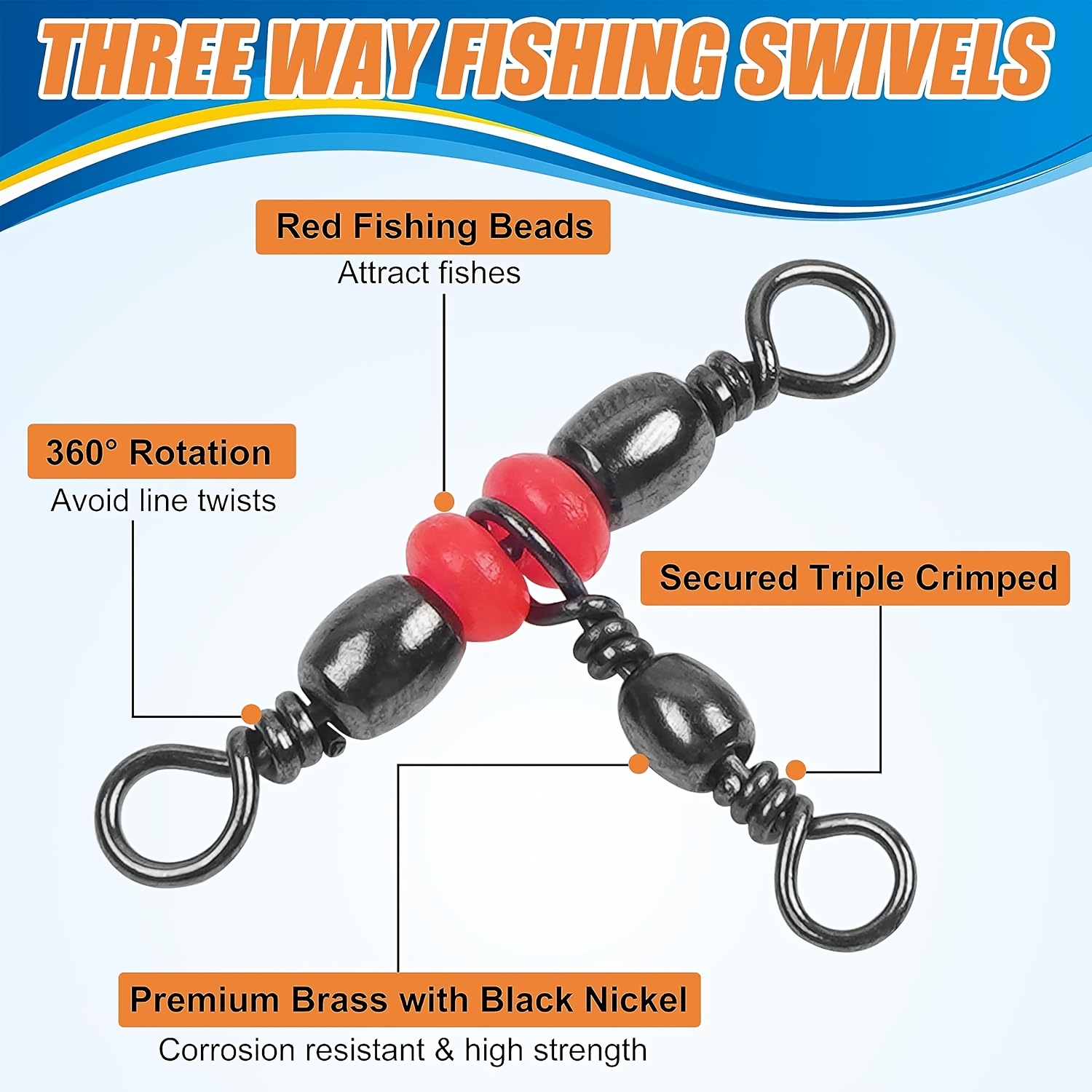 3 Three Way Swivels,Triple Swi - Monofilament Line recension och pris