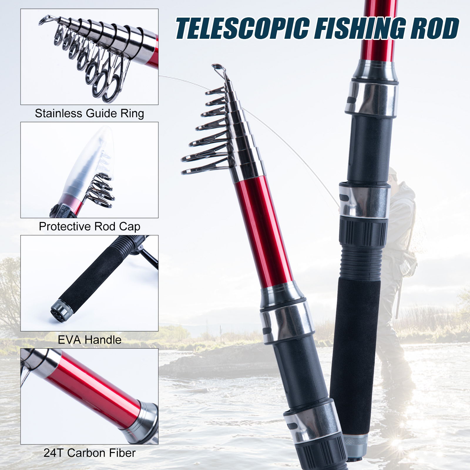 Goture Telescopic Fishing Rod  - Fishing Line Spooler recension och pris