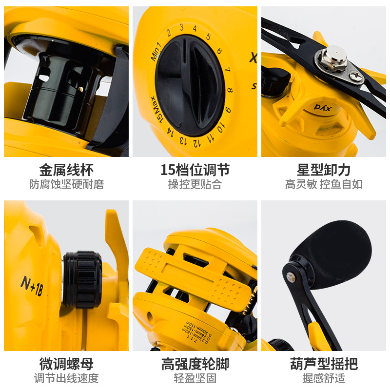 Yellow N+1 Bb Baitcasting Reel - Ice Fishing Line recension och pris